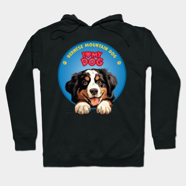 I Love my dog Bernese Mountain Dog Hoodie by SergioArt